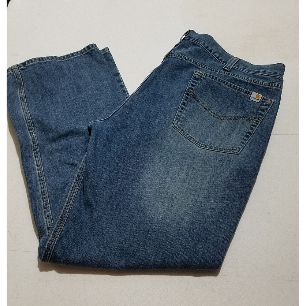 Carhartt B320 LWB Relaxed Straight Work Jeans Mens 42x31 Blue Cotton Denim